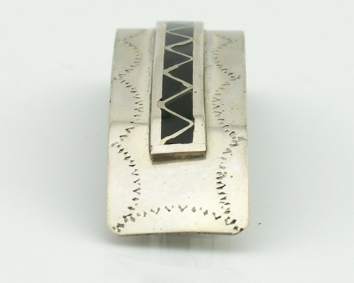 Women's Navajo Hair Clip .925 Silver Inlaid Black Onyx Native American Artist