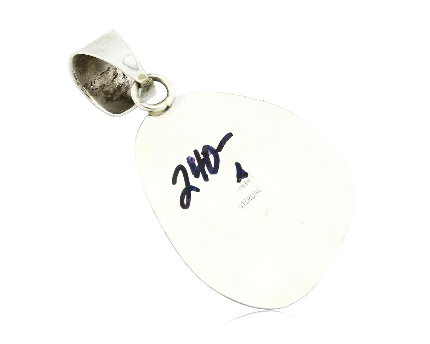 Navajo Turquoise Pendant .925 Silver Handmade Signed Lee Bennett C.80's