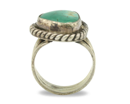 Navajo Ring .925 Silver Kingman Turquoise Native American Artist C.1980's