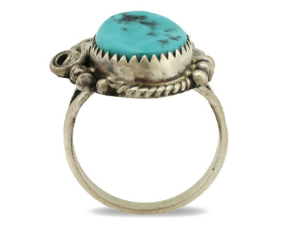 Navajo Ring .925 Silver Sleeping Beauty Turquoise Native American Artist C.80's