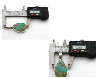 Navajo Handmade Necklace 925 Silver Arizona Turquoise Signed Gecko C.80's