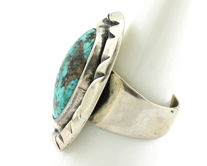 Navajo Ring 925 Silver Spiderweb Turquoise Signed C Montoya C.80's