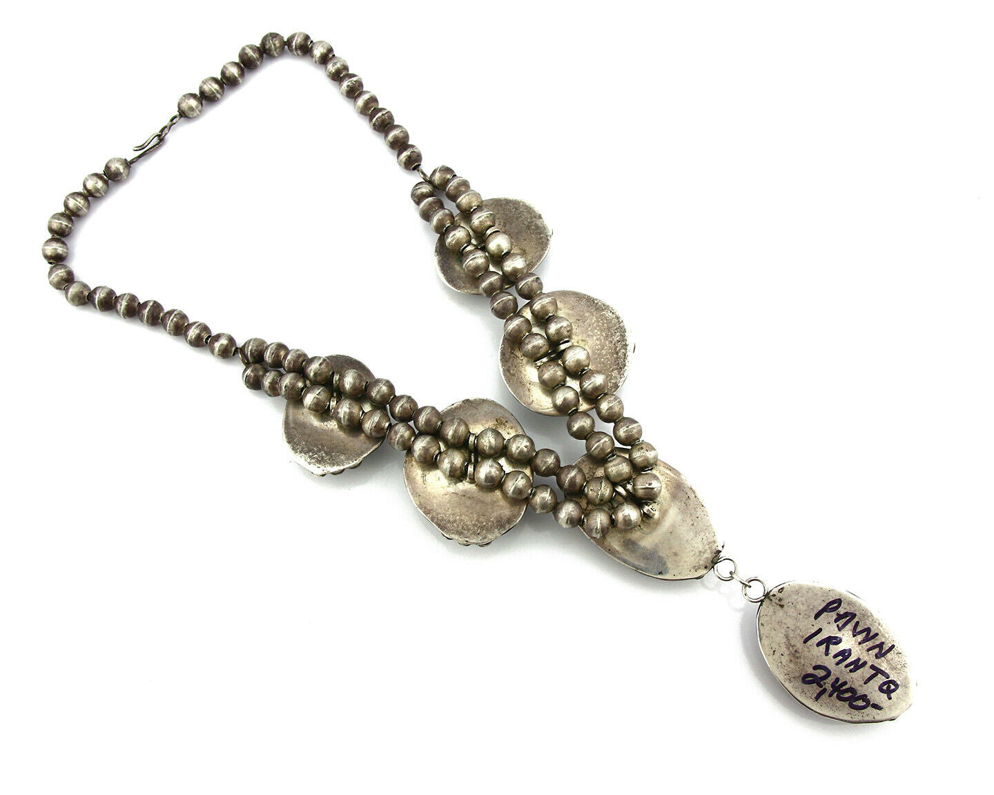 Women's Navajo Necklace .925 Silver Blue Diamond Turquoise C.1968