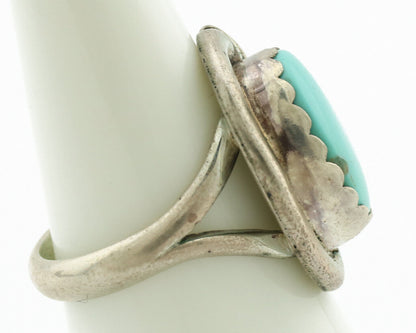 Navajo Ring .925 Silver Natural Blue Turquoise Native American Artist C.1980's