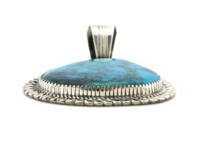 Navajo Pendant .925 Silver Blue Turquoise Signed Artist LTB C.80's