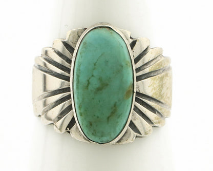 Navajo Ring .925 Silver Kingman Turquoise Artist Signed Apache C.80's