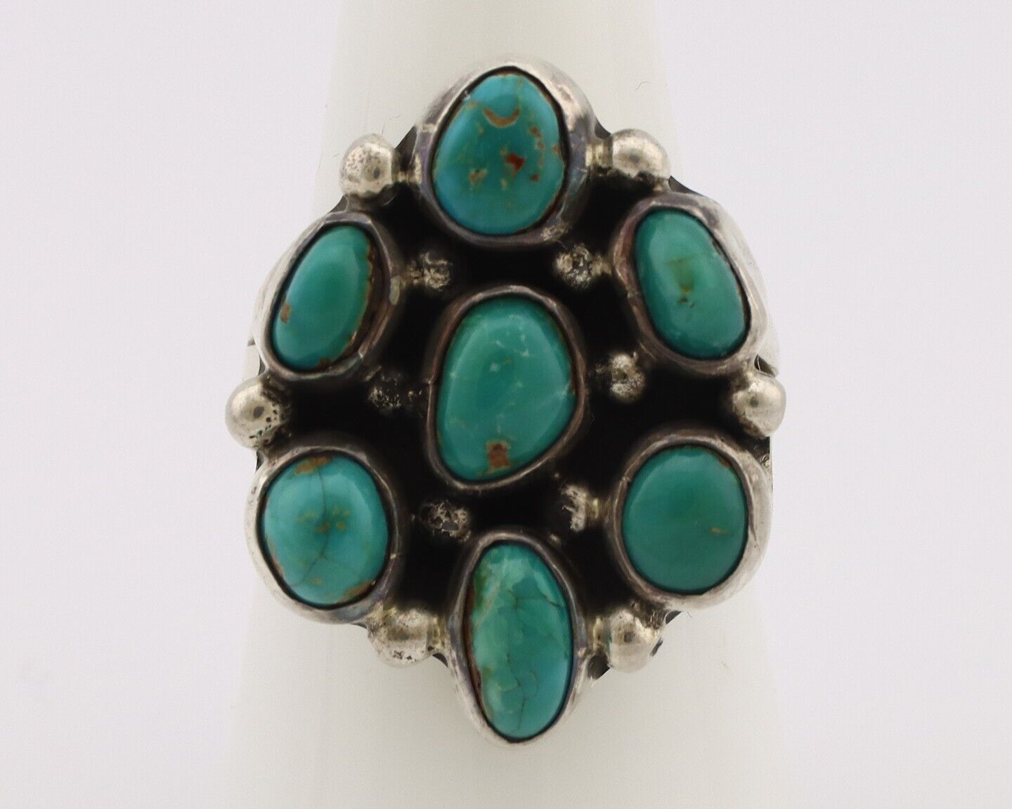 Navajo Ring .925 Silver Natural Blue Turquoise Artist Signed LP C.80's