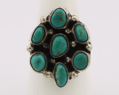 Navajo Ring .925 Silver Natural Blue Turquoise Artist Signed LP C.80's