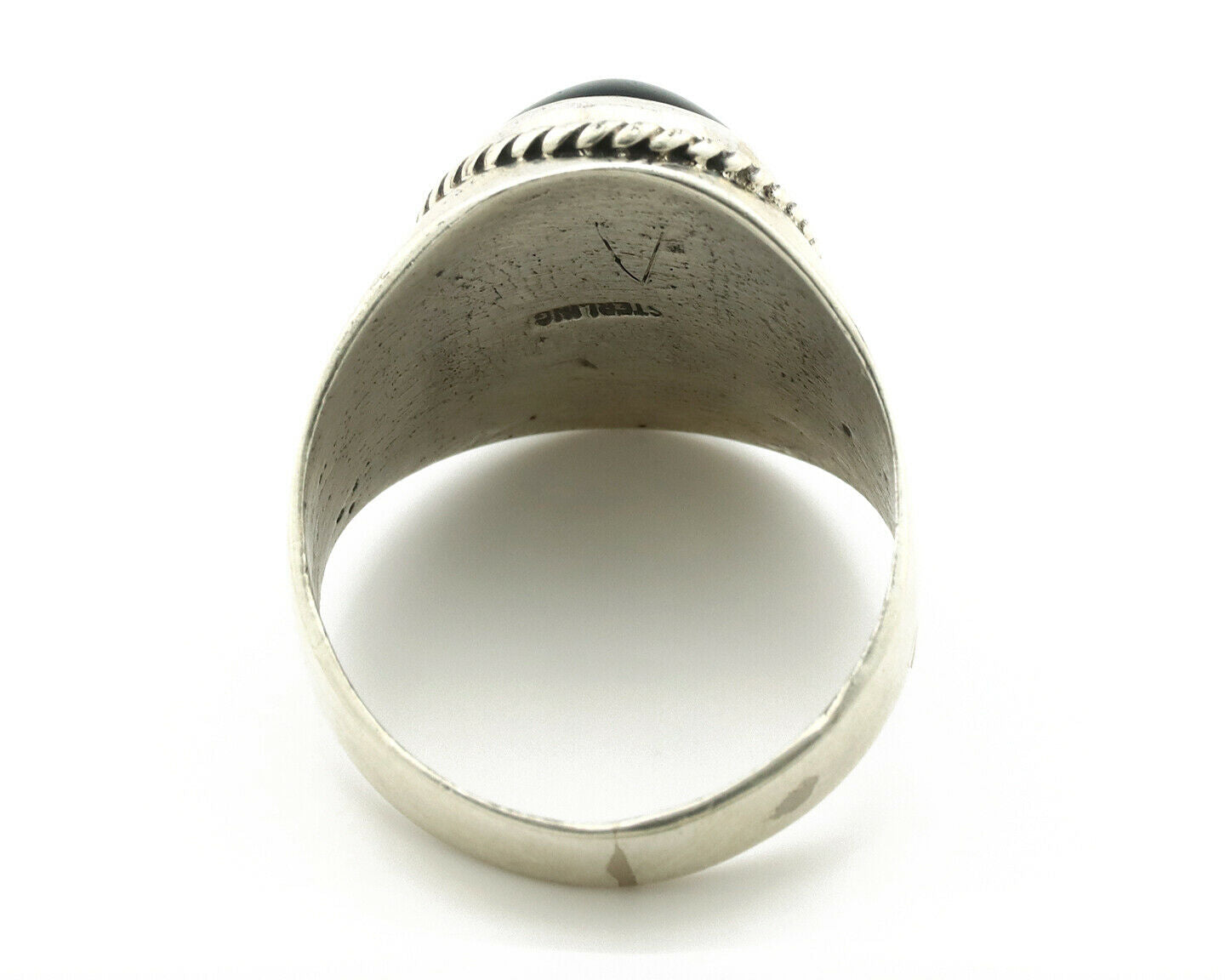 Navajo Ring .925 Silver Handmade Black Onyx Native American Artist C.80's