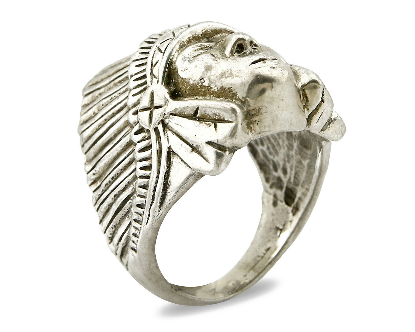 Navajo Indian War Chief Artist IT Ring .925 SOLID Sterling Silver C.80's Size 11