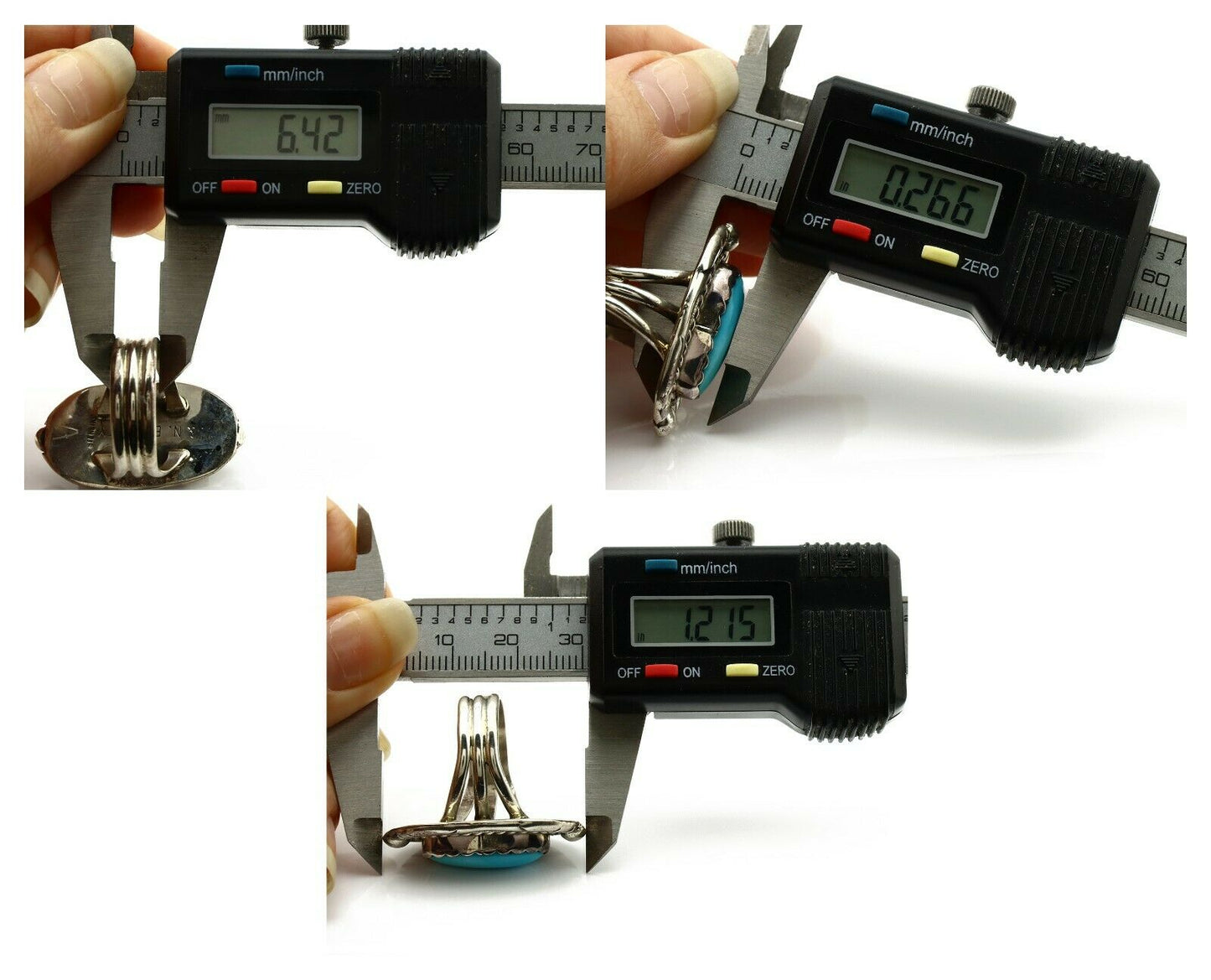 Navajo Ring .925 Silver Blue Turquoise Artist Signed V&N EDSITTY C.80's