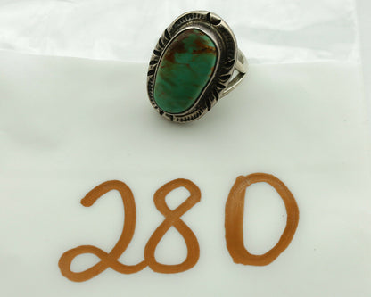 Navajo Ring .925 Silver Kingman Turquoise Artist Signed Gecko C.1980's