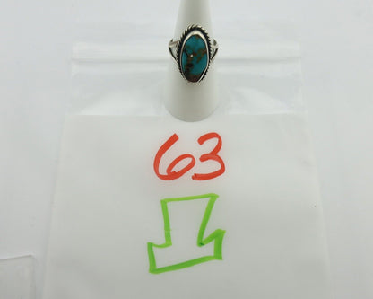 Navajo Ring .925 Silver Natural Blue Kingman Turquoise Native Signed C.80's