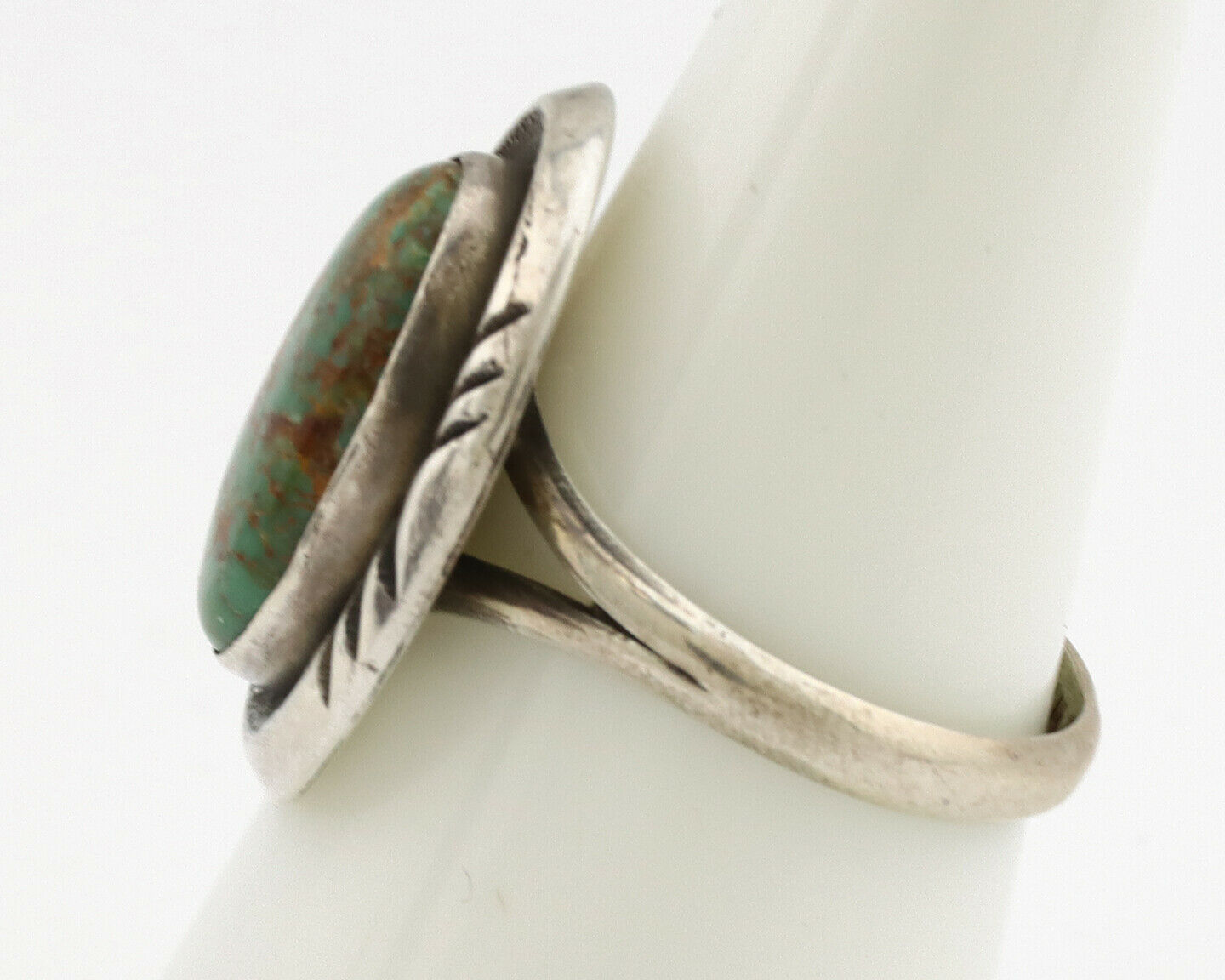 Navajo Ring .925 Silver Kingman Turquoise Native American Artist C.1980's
