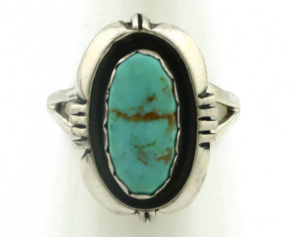 Navajo Ring .925 Silver Kingman Turquoise Handmade Native American Artist C80s