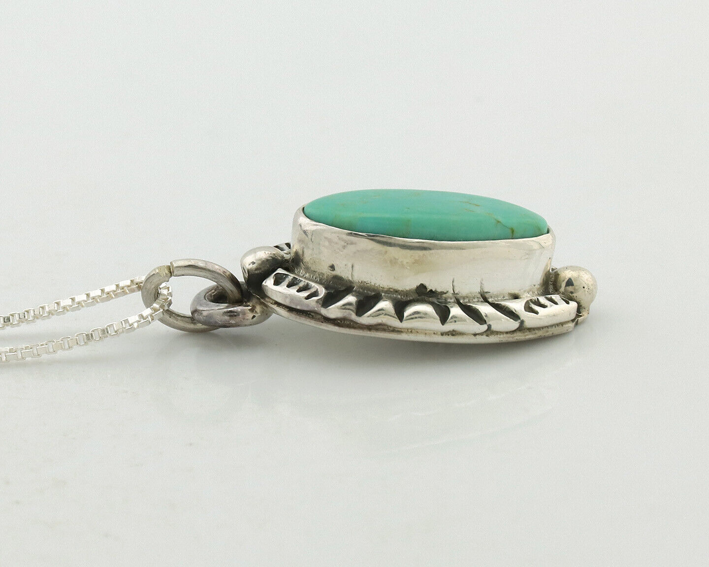 Navajo Necklace .925 Silver Arizona Turquoise Artist Gecko C.1980's