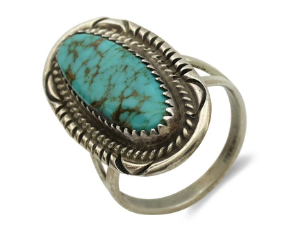 Navajo Ring .925 Silver Spiderweb Turquoise Native American Artist C.1980's