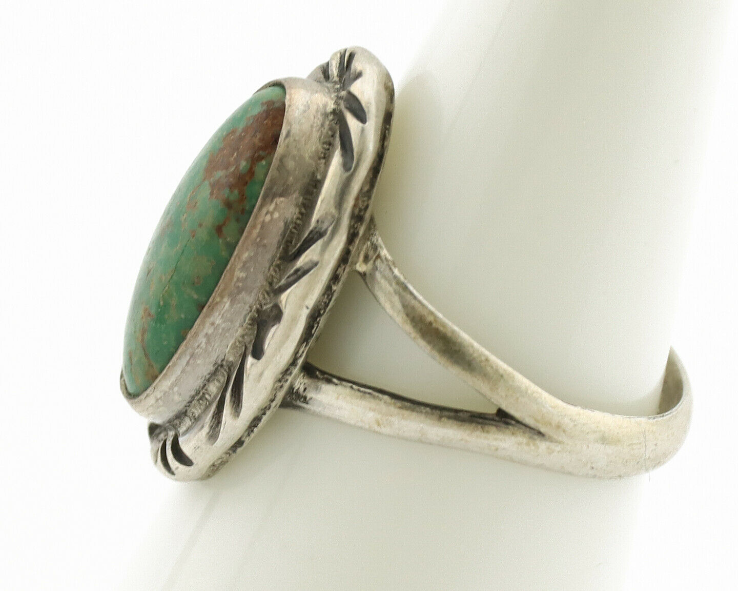 Navajo Ring .925 Silver Kingman Turquoise Native Artist Signed C.80's