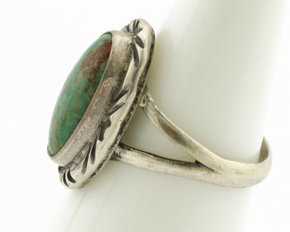 Navajo Ring .925 Silver Kingman Turquoise Native Artist Signed C.80's