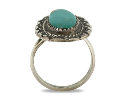 Navajo Ring .925 Silver Nevada Turquoise Native American Artist C.1980's