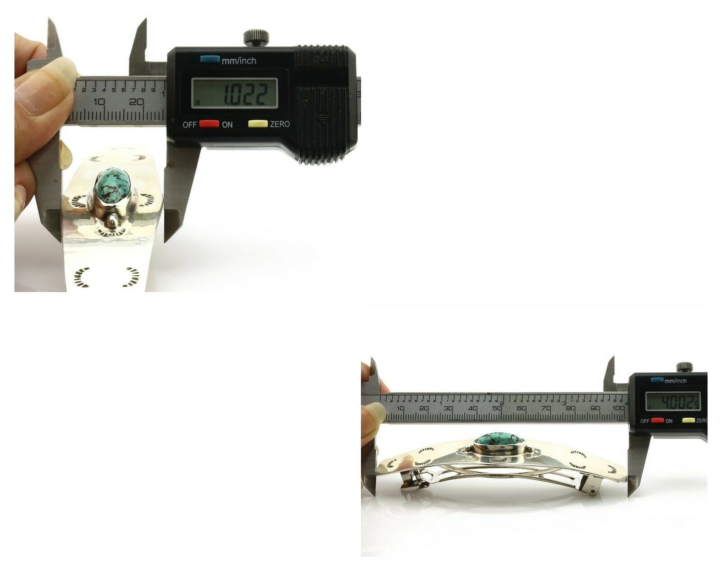 Navajo Hair Clip .925 Silver Spiderweb Turquoise Native American Barrette C.80's