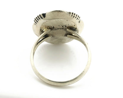 Navajo Ring .925 Silver Spiderweb Turquoise Artist Signed L. M. Nez C80s