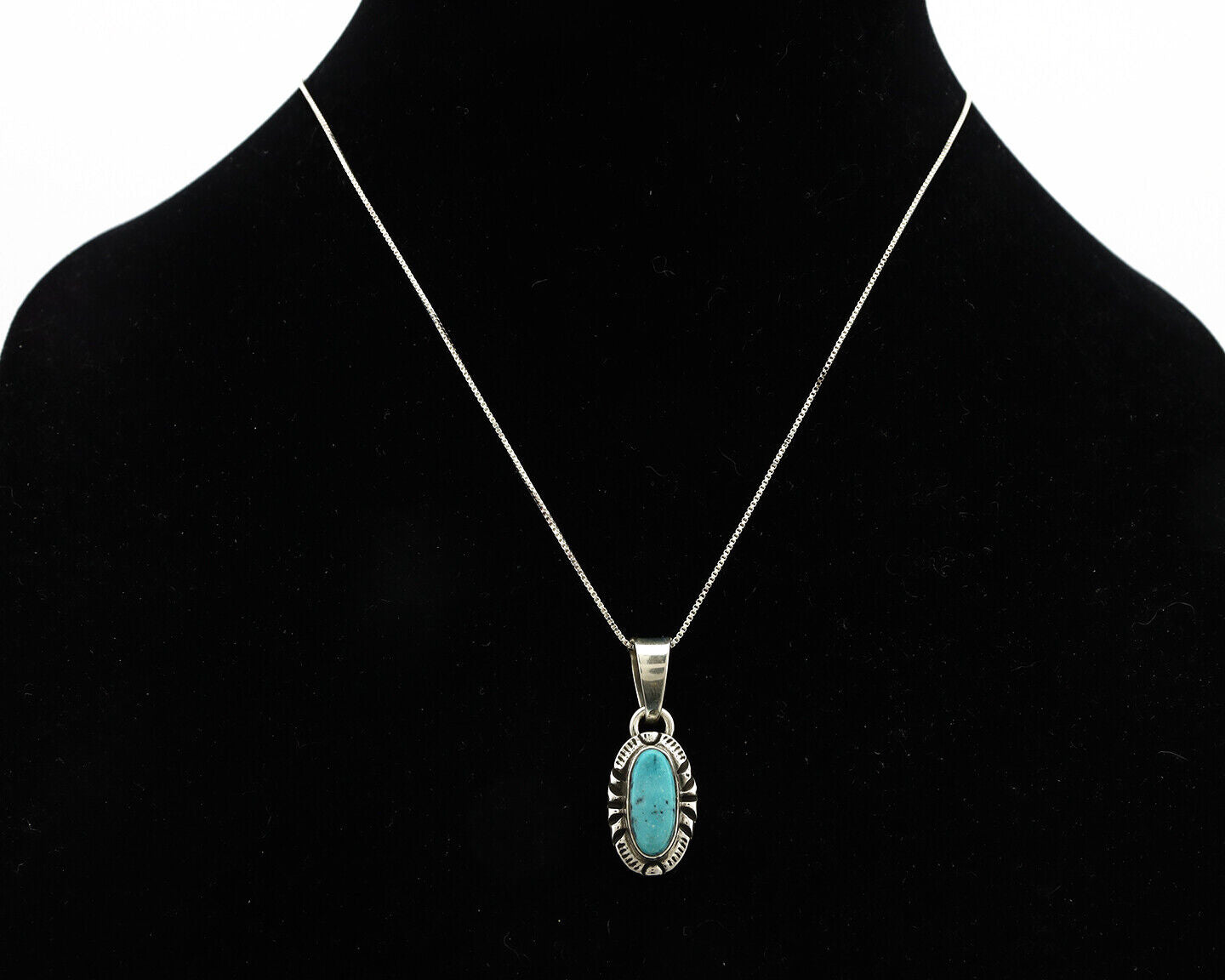 Navajo Necklace 925 Silver Kingman Turquoise Artist Signed Gecko C.80's