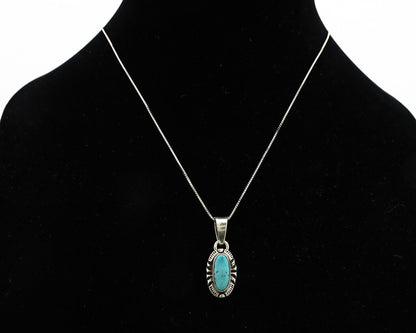 Navajo Necklace 925 Silver Kingman Turquoise Artist Signed Gecko C.80's