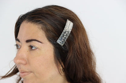 Women's Navajo Hair Clip Barrette .925 Silver Hand Stamped Native Artist C.80's