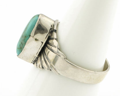 Navajo Ring .925 Silver Kingman Turquoise Artist Signed Apache C.80's