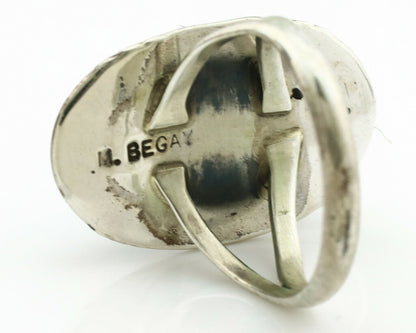 Navajo Ring .925 Silver Blue Turquoise Artist Signed Begay C.1980's