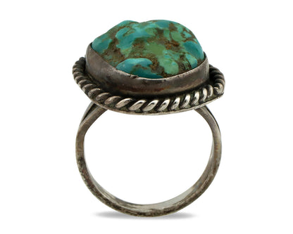 Navajo Ring 925 Silver Seafoam Turquoise Native American Artist C.1980's