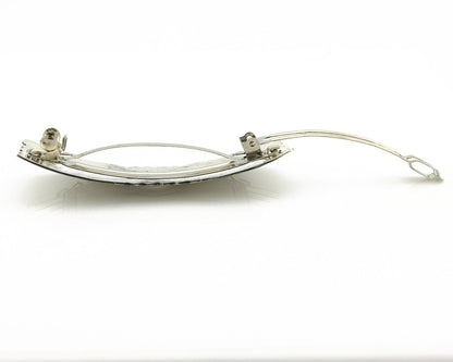 Navajo Hair Clip Barrette .925 Silver Hand Stamped Artist Signed Harold Tom C80s
