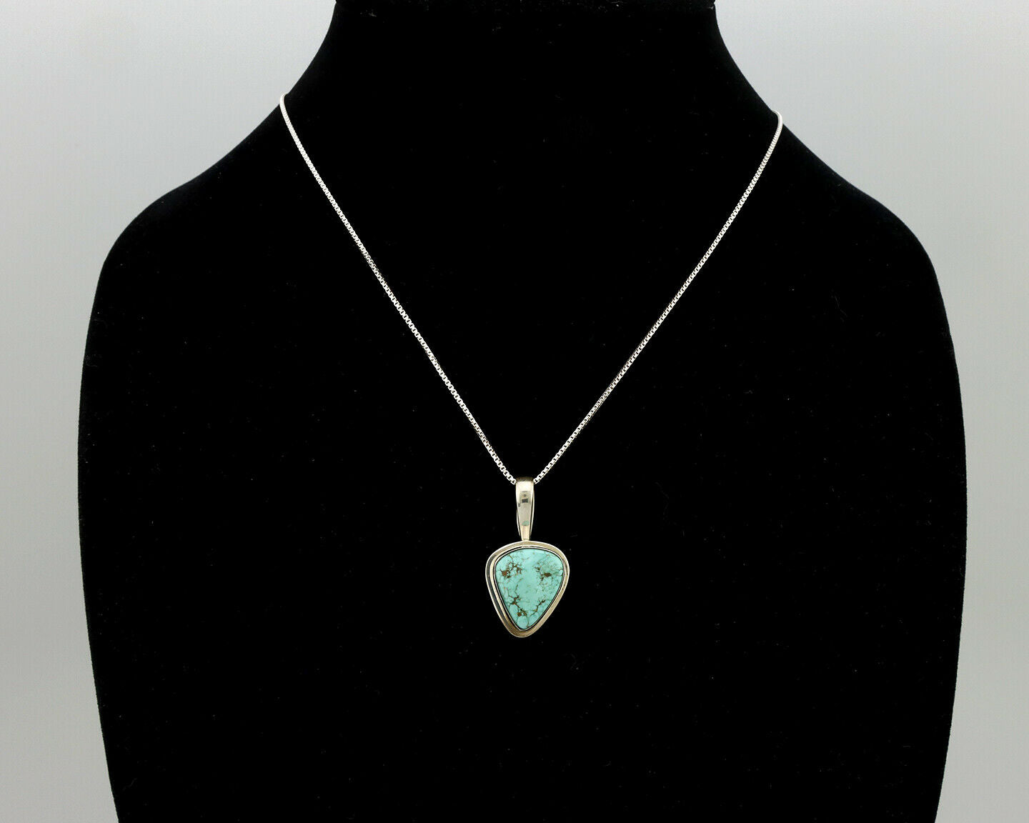 Navajo Pendant .925 Silver Fox Turquoise Artist Signed DZ C.80's