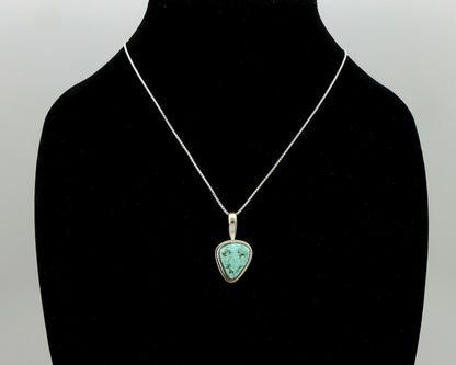 Navajo Pendant .925 Silver Fox Turquoise Artist Signed DZ C.80's