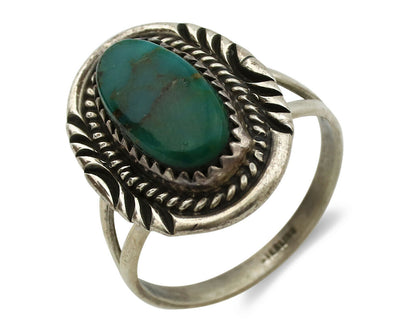 Navajo Ring .925 Silver Kingman Turquoise Native American Artist C.1980's