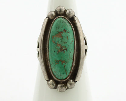Navajo Ring .925 Silver Green Turquoise Signed Sun C.80's