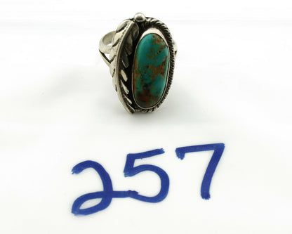 Navajo Ring .925 Silver Turquoise Mountain Signed Artist Apache C.80's