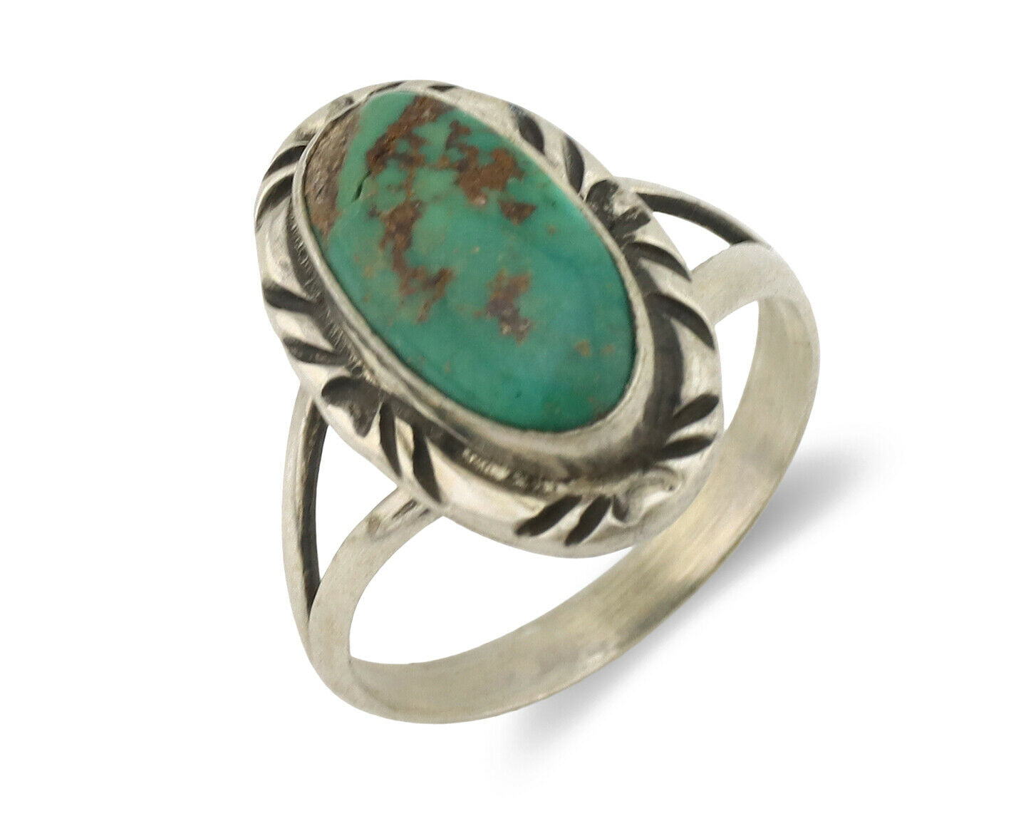 Navajo Ring .925 Silver Kingman Turquoise Native Artist Signed C.80's