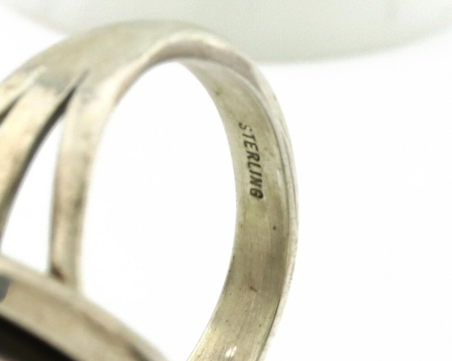 Navajo Ring .925 Silver Spiderweb Turquoise Native American Artist C.1980's