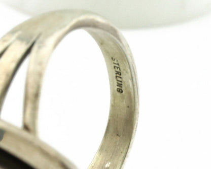 Navajo Ring .925 Silver Spiderweb Turquoise Native American Artist C.1980's