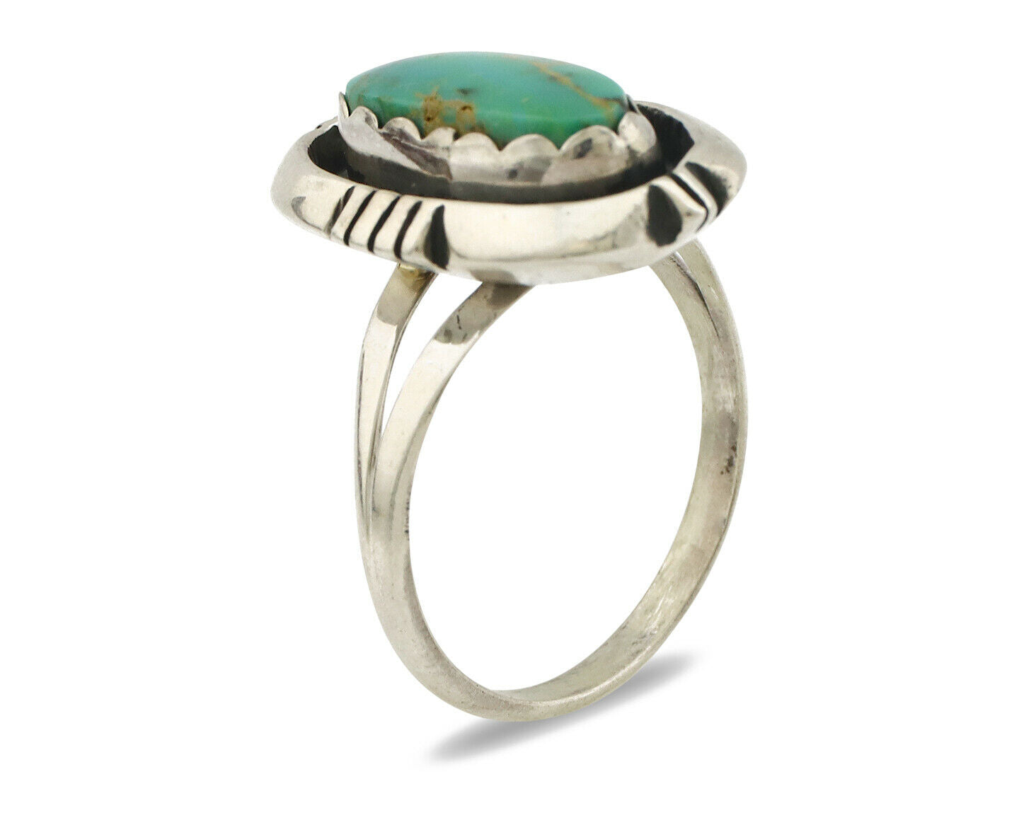 Navajo Ring .925 Silver Kingman Turquoise Handmade Native American Artist C.80's