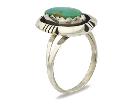 Navajo Ring .925 Silver Kingman Turquoise Handmade Native American Artist C.80's