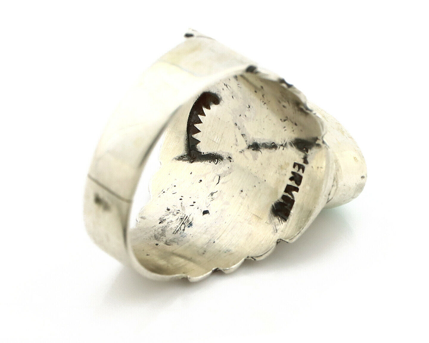 Navajo Ring .925 Silver Kingman Turquoise Artist Signed Apache C.80's