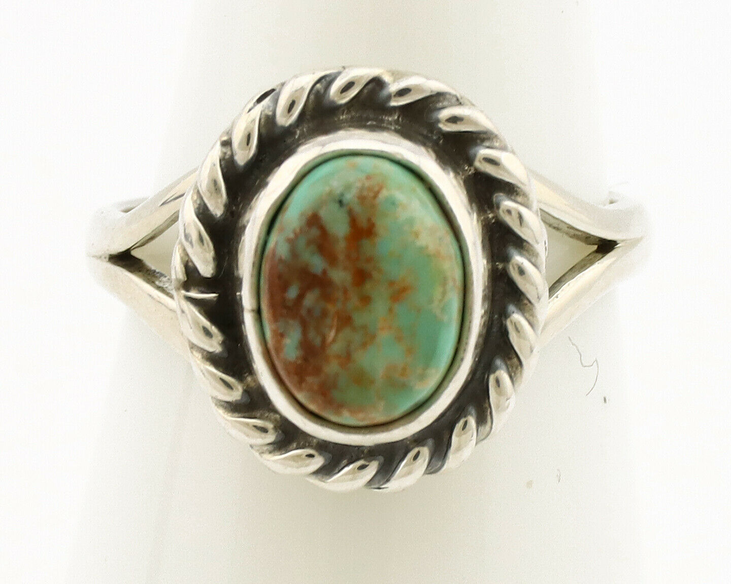 Navajo Ring .925 Silver Kingman Turquoise Artist Signed Gecko C.90's