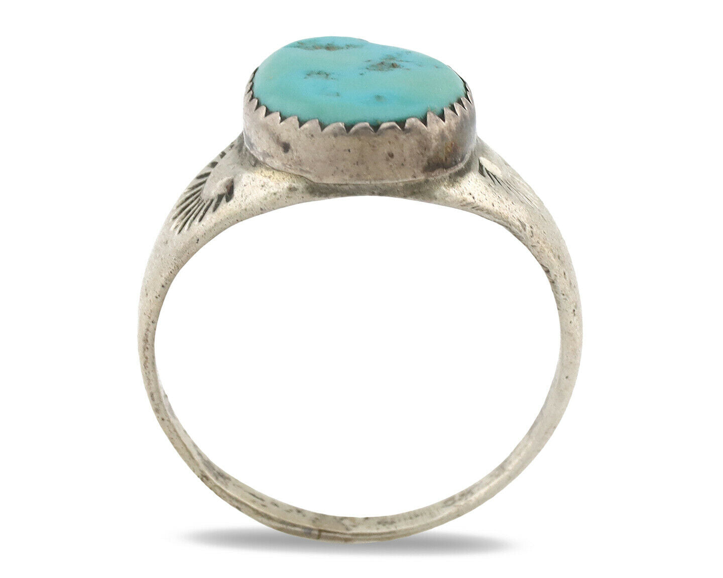 Zuni Ring .925 Silver Natural Blue Turquoise Native American Artist C.1980's