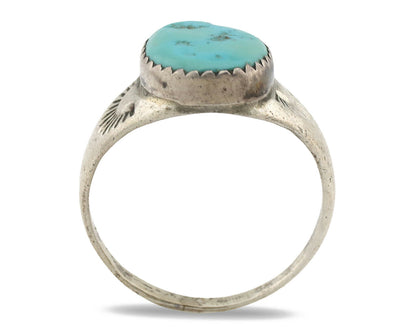 Zuni Ring .925 Silver Natural Blue Turquoise Native American Artist C.1980's