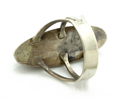 Navajo Ring .925 Silver Natural Mined Green Turquoise Artist Signed P C.80's