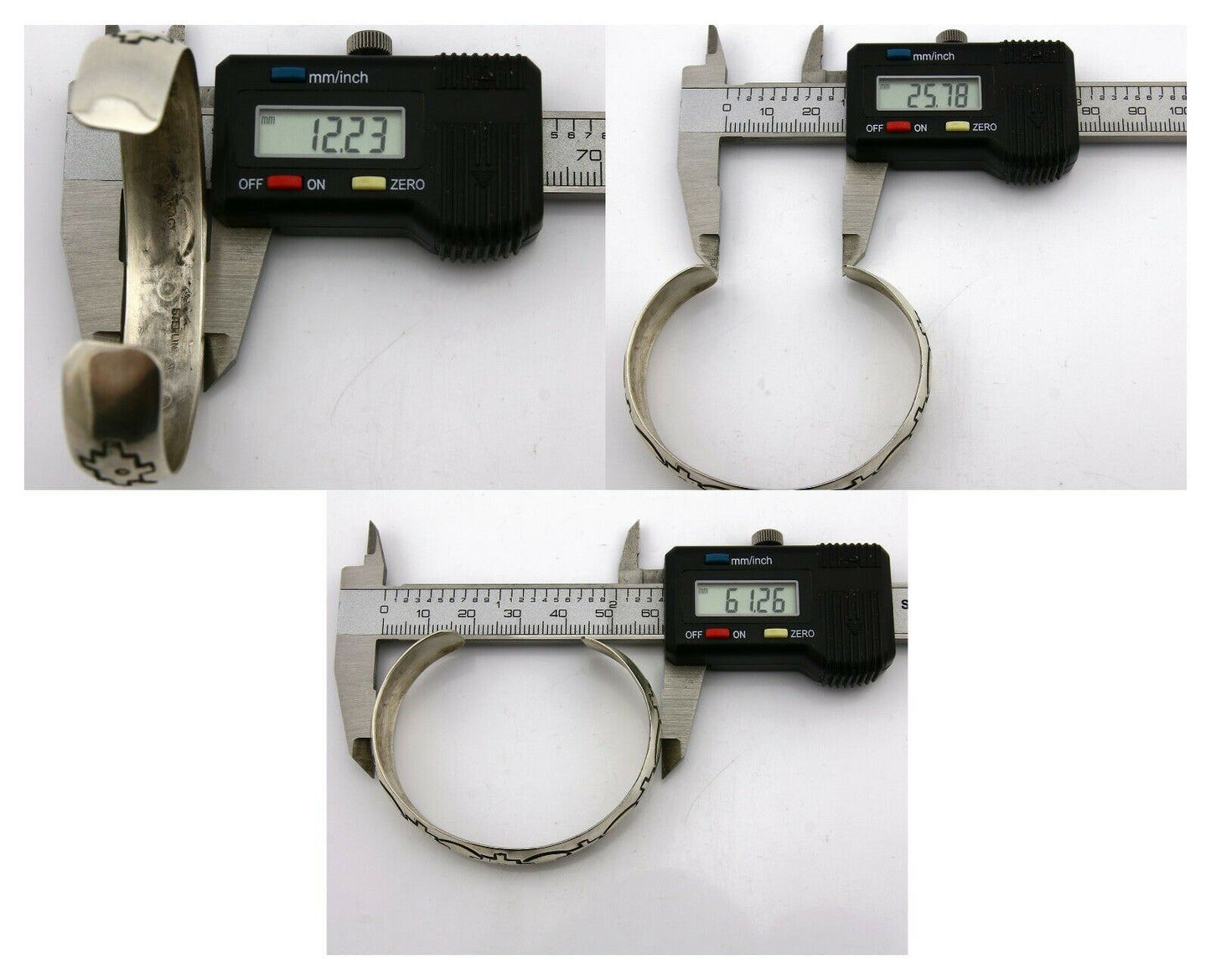 Navajo Bracelet .925 Silver Hand Stamped Artist Signed Tracy C.80's