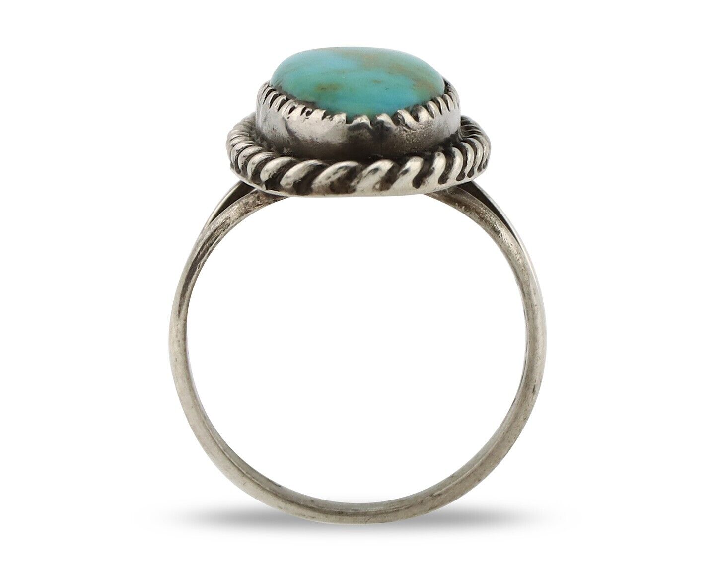Navajo Handmade Ring 925 Silver Kingman Turquoise Artist Signed MC C.80's